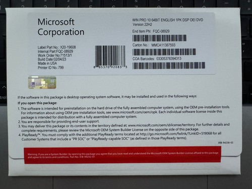Dvd windows pro bit - 64, con